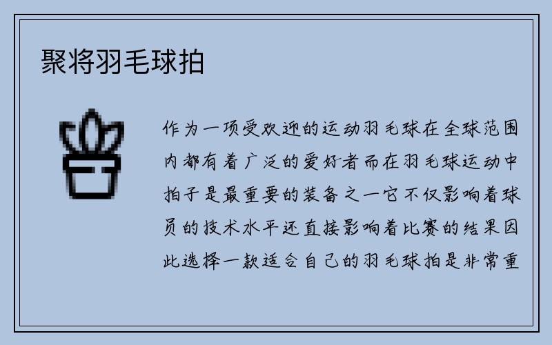 聚将羽毛球拍